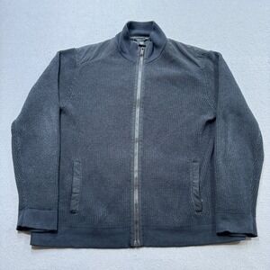 Calvin Klein Jeans Sweater Men's 2XL Gray Waffle Knit Mockneck Full Zip Outdoor